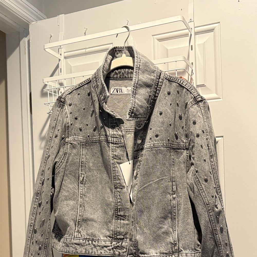 Zara Black Studded Jean Jacket